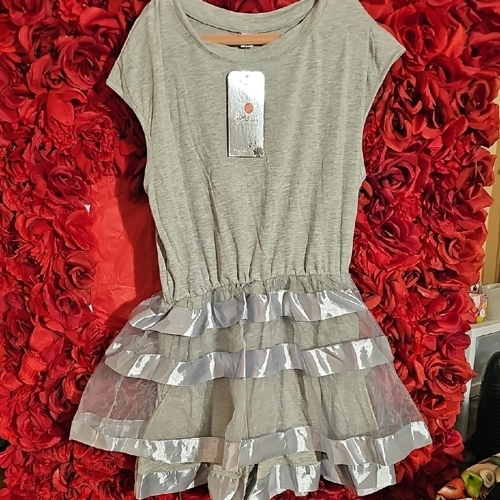 Gray Kids Dress with Silver Accents